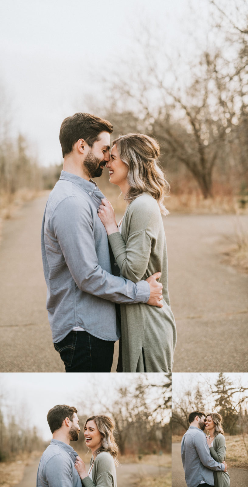 candid spring engagement session